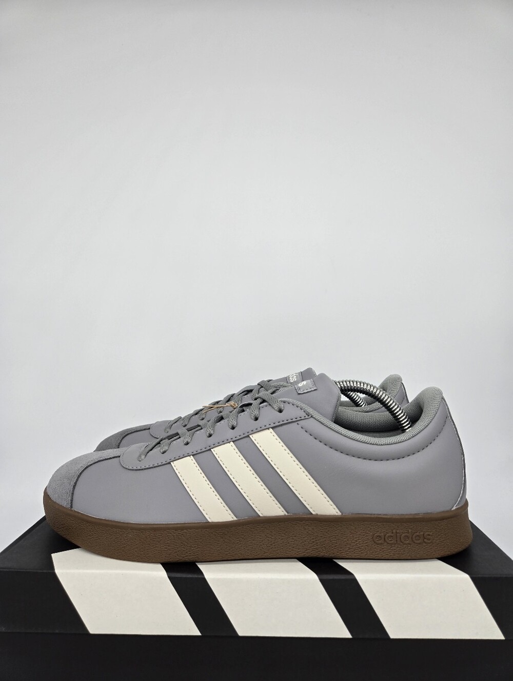 adidas Men's VL Court JI1777 Base Charcoal Solid Grey Alumina Shoes Size 9